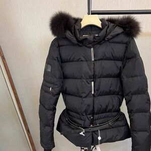 Authentic Dior Black Puffer Jacket with Fur Hood